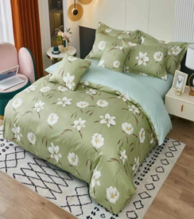 GREEN LILY 7 PIECE CREPE BED COVER