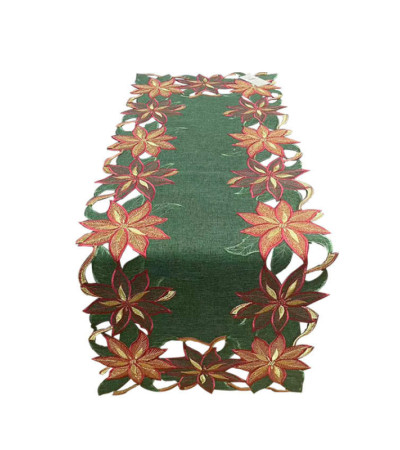 CHRISTMAS TABLE RUNNER WITH POINSETTIA PATTERN - 40X110 CM