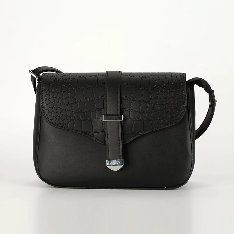 Black Casual Leather Handbag