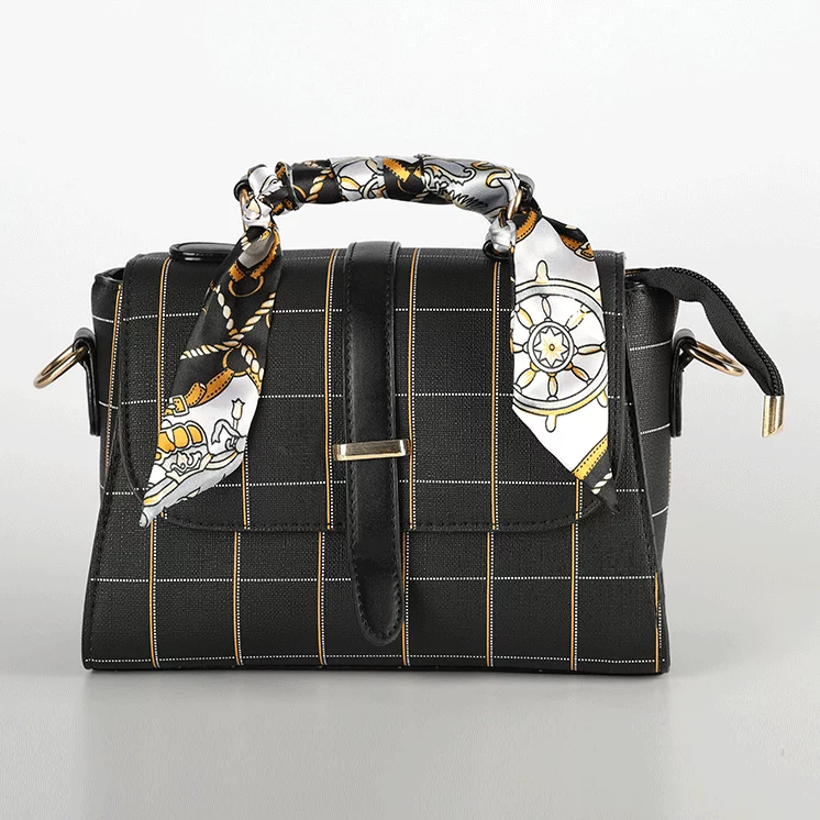 Black Checkered Women's Handbag