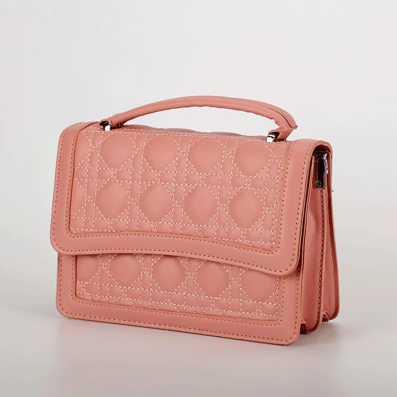 Salmon Color Faux Leather Casual Bag