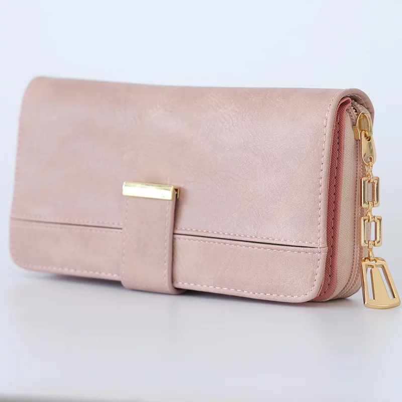 Zipped Folded Leatherette Wallet Decorative 